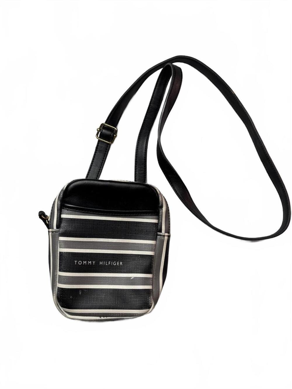 Tommy Hilfiger Black and White Striped Crossbody Bag - Picture 1 of 9